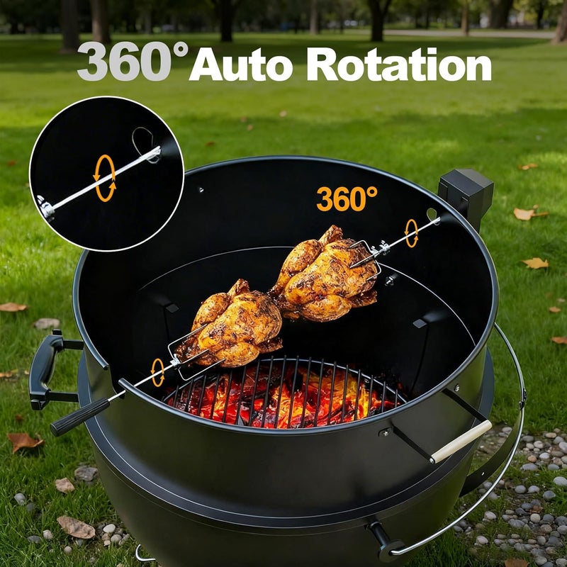 KEESHA Rotisserie Grill Kit Premium Chicken Rotisserie for Weber 22 Kettle Grill, Rotating Ring Kit for Weber Kettle Accessories, Upgraded Electric Motor - Well Balanced - Image 4